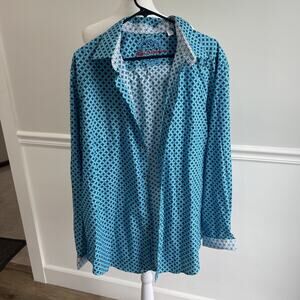 Robert Graham Men 2XL Button Up Shirt Long Sleeve Turquoise Going Out Flip Wrist